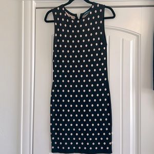 Dark navy and white, Alice and Olivia polkadot dress
